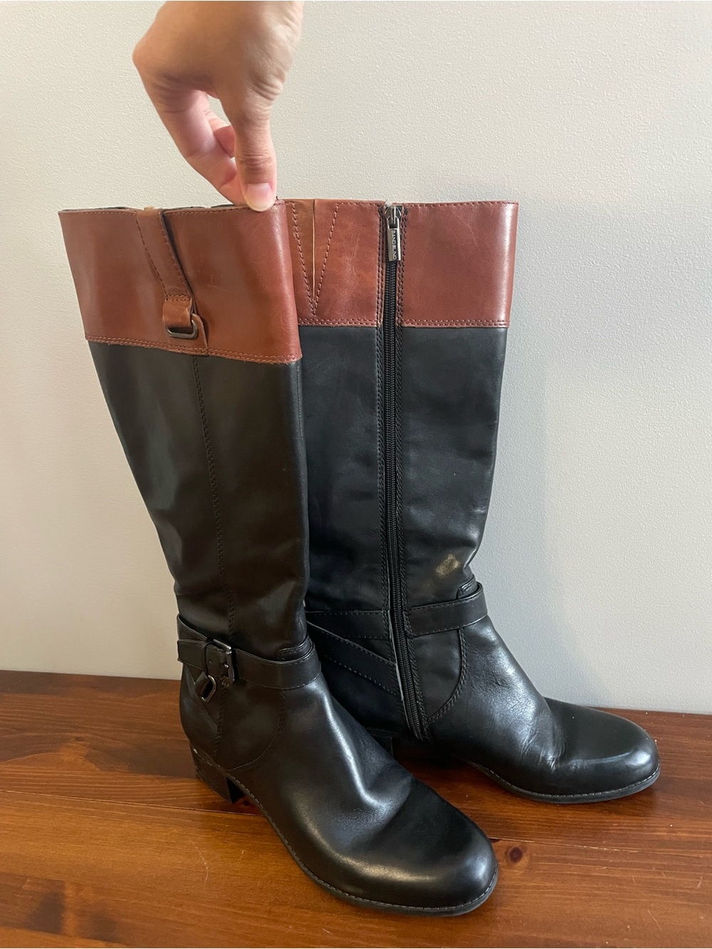 Bandolino Two-Tone Tall Riding Boots - Black & Brown